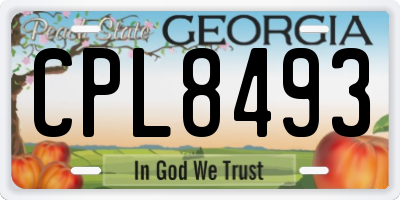 GA license plate CPL8493
