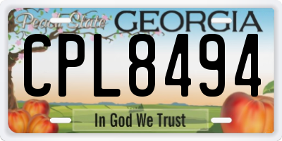 GA license plate CPL8494