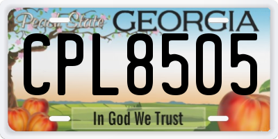 GA license plate CPL8505