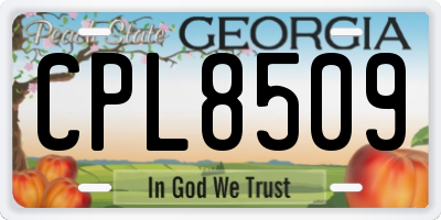 GA license plate CPL8509