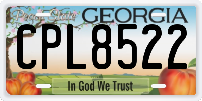 GA license plate CPL8522