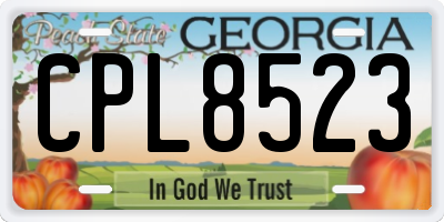 GA license plate CPL8523