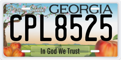 GA license plate CPL8525