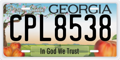 GA license plate CPL8538