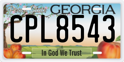 GA license plate CPL8543