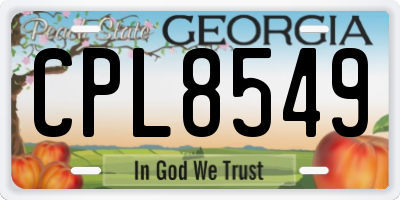 GA license plate CPL8549