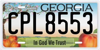GA license plate CPL8553