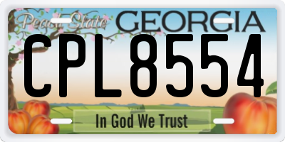 GA license plate CPL8554