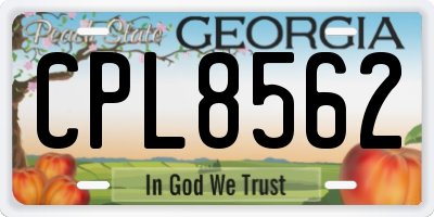 GA license plate CPL8562