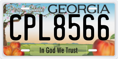 GA license plate CPL8566