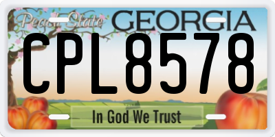 GA license plate CPL8578