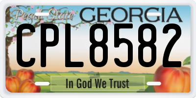 GA license plate CPL8582