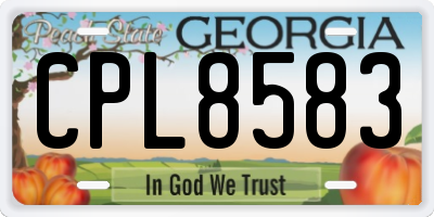 GA license plate CPL8583
