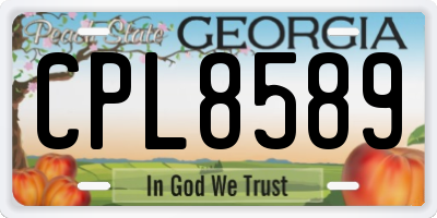 GA license plate CPL8589