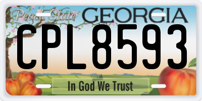 GA license plate CPL8593