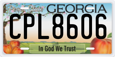 GA license plate CPL8606