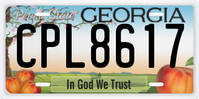 GA license plate CPL8617