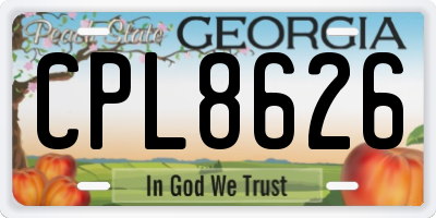 GA license plate CPL8626