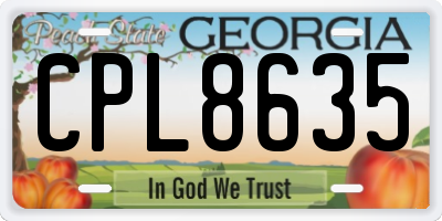 GA license plate CPL8635