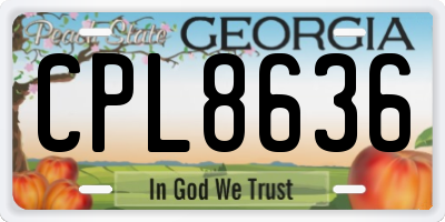 GA license plate CPL8636