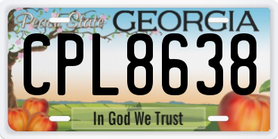 GA license plate CPL8638