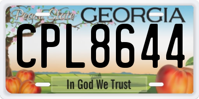 GA license plate CPL8644