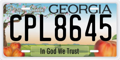 GA license plate CPL8645