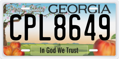 GA license plate CPL8649