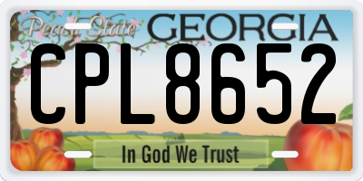 GA license plate CPL8652