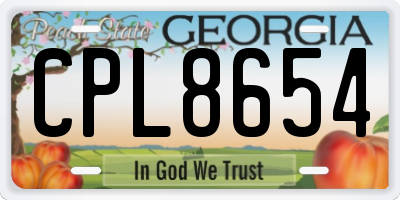 GA license plate CPL8654