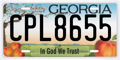 GA license plate CPL8655
