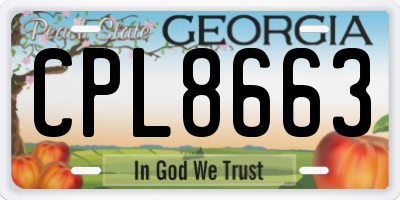 GA license plate CPL8663