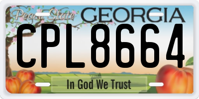 GA license plate CPL8664