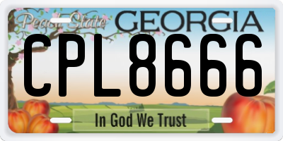 GA license plate CPL8666