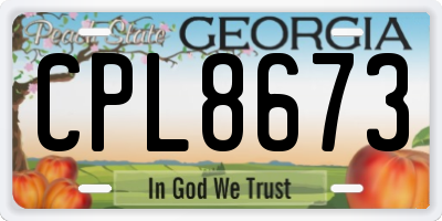 GA license plate CPL8673