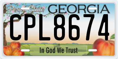 GA license plate CPL8674