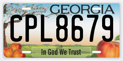 GA license plate CPL8679