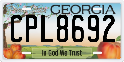 GA license plate CPL8692