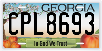 GA license plate CPL8693