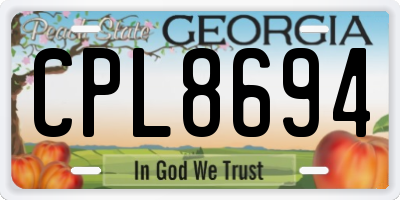 GA license plate CPL8694
