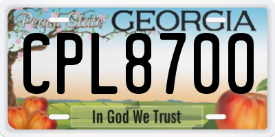 GA license plate CPL8700