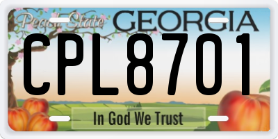 GA license plate CPL8701