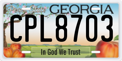 GA license plate CPL8703