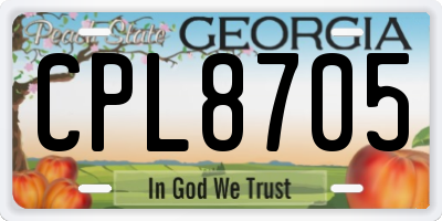 GA license plate CPL8705