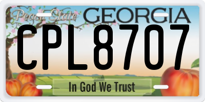 GA license plate CPL8707