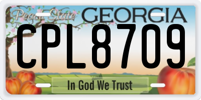 GA license plate CPL8709