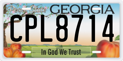 GA license plate CPL8714