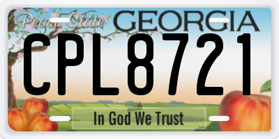 GA license plate CPL8721