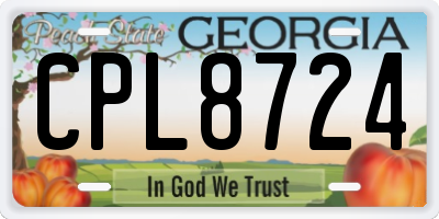 GA license plate CPL8724
