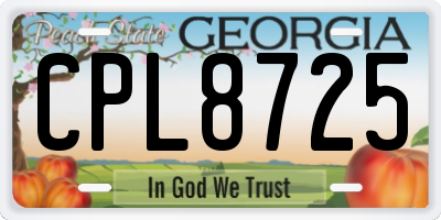 GA license plate CPL8725